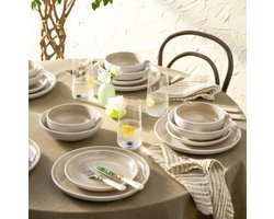 Karaca Abby 24-Delige Stoneware Serviesset – 6 Personen – Crème – Modern & Elegant Design
