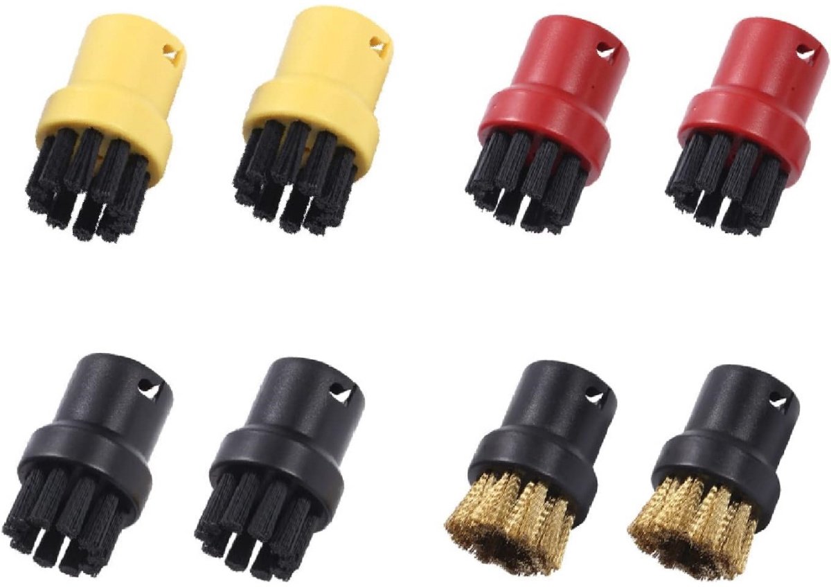 TOVBMUP Accessoires voor stoomreinigers - Ronde borstel voor sproeier - Borstel - Stoomreinigingsborstel - Vervangbare accessoires voor stoomreinigers - Geschikt voor stoomreinigers SC1, SC2, SC3, SC4, SC5, SC6, SC7 - 8 stuks