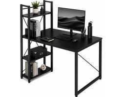 O'DADDY® Bureau met Verstelbare Voeten - Bureautafel - Computertafel - Game Bureau - Gaming Desk Klein - Bureaublad Meubel - 120 x 60 cm - Boekenrek - Computerbureau - Zwart