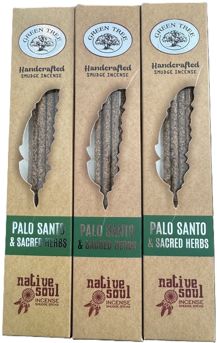 Native Soul - palo santo sacred herbs - wierook - green tree - 3 stuks