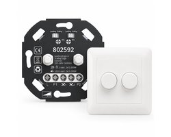 Dubbele LED Dimmer 2x 0-200W - Fase aan- en afsnijding - Inclusief knoppen en afdekraam