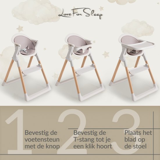 Love For Sleep Kinderstoel 3-in-1 - Meegroei Kinderstoel - Inklapbaar & Compact - Verstelbare Voetensteun - Afneembaar Dienblad - Wit van Merkloos — afbeelding 5