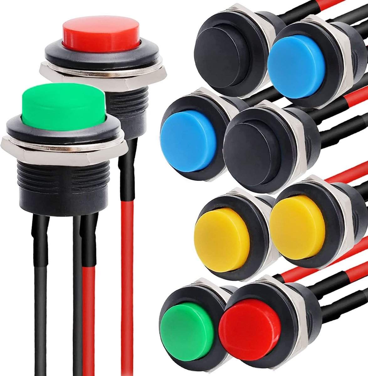 10 Stuks Mini Momentary Knoppen 3V-6V-12V-24V - 16mm Voor Arduino DIY en Auto