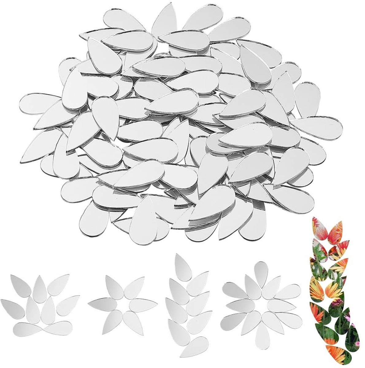Jhubersproducts - Mozaïek Tegels - Druppelvorm - Decoratieve Spiegels - 150 Stuks - Kunst