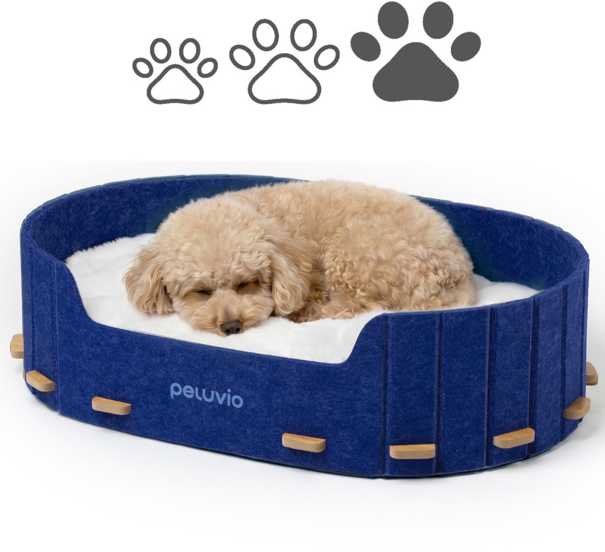 Peluvio Cospo – Hondenbed met Kussen en Vilten Zijkanten – Maat XL – Comfortabele Rust- en Slaapplek – Stevige Hardboard Basis voor Stabiliteit – Lichtgewicht en Verplaatsbaar – Wasbaar Kussen – Minimalistisch en Interieurvriendelijk Design