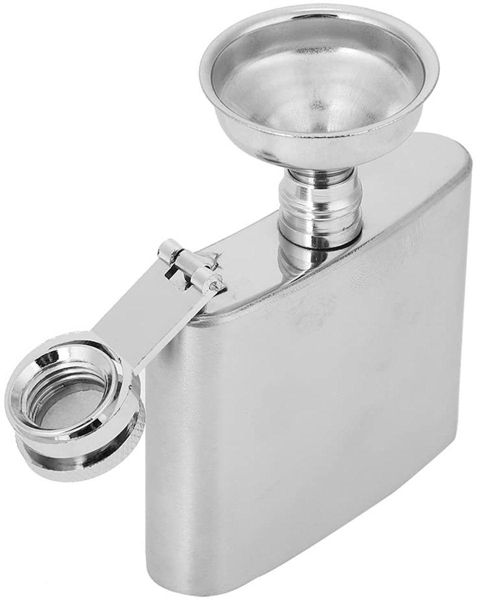 Dailygoody - Roestvrijstalen Alcoholfles - Draagbare Wijnwhiskyfles - Ideaal voor Buitenreizen - Zilver - Compact en Lichtgewicht - Geschikt voor Kamp