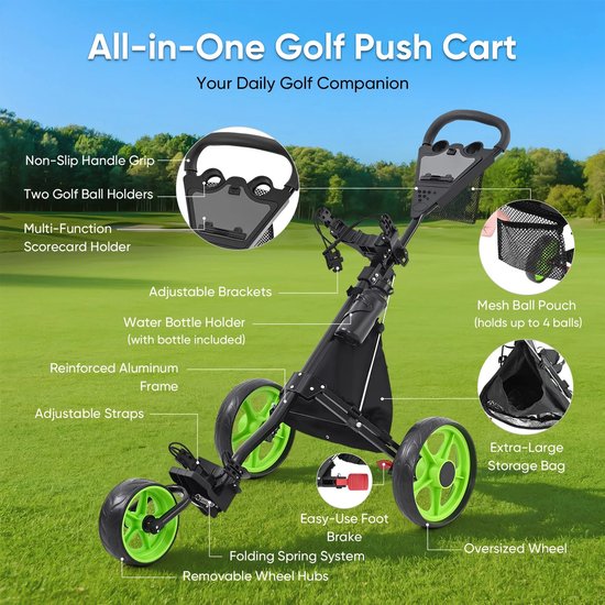 MakkelijkMooi Opvouwbare Golftasdrager - Golftrolley - Lichtgewicht - Ergonomisch Verstelbaar Handvaten - Geïsoleerde Koeltas van Merkloos — afbeelding 2