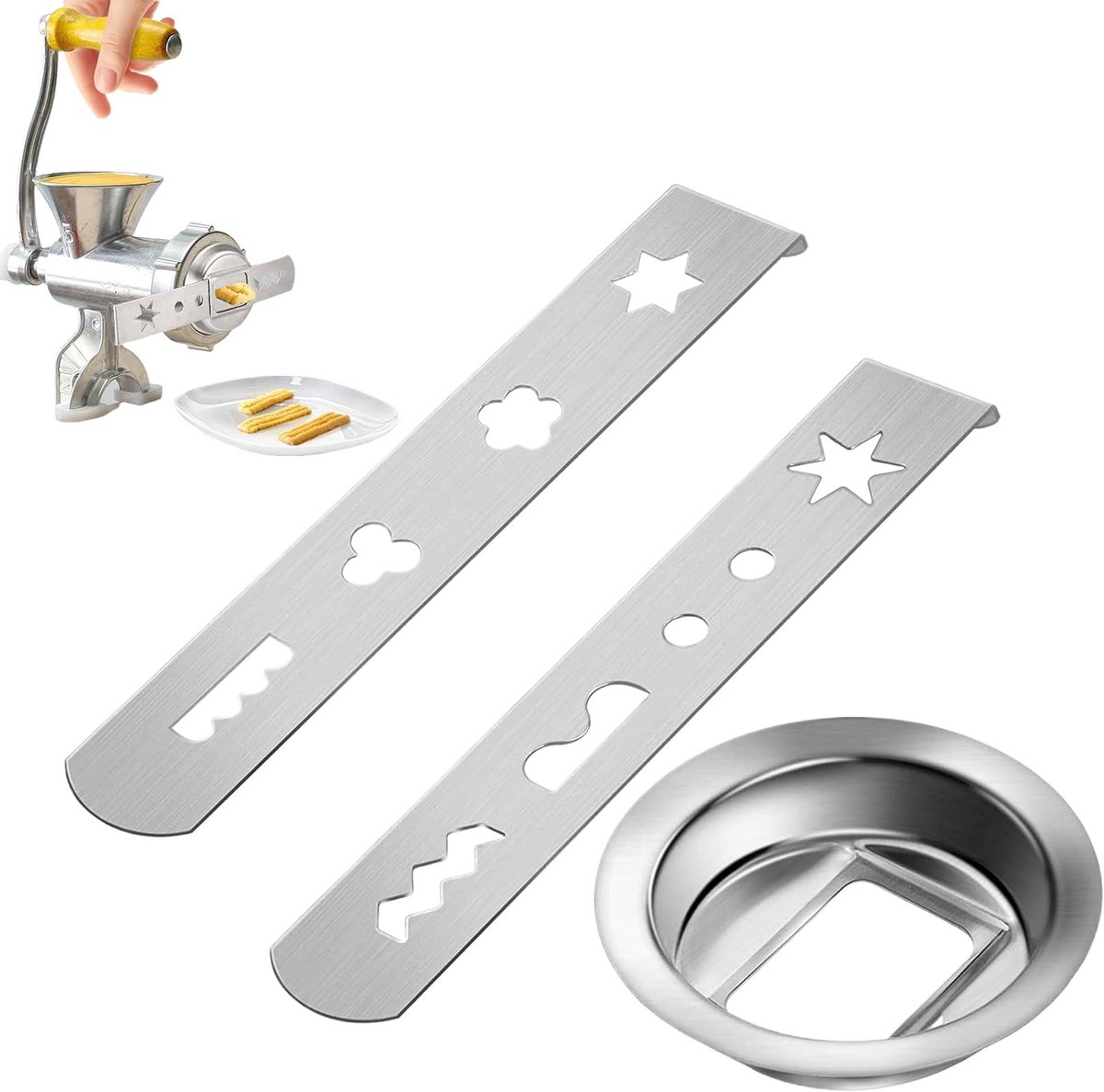 VCSJW 2-delige Spuitmond Set voor Keukenmachine - RVS Pastry Accessoires met 8 Mallen