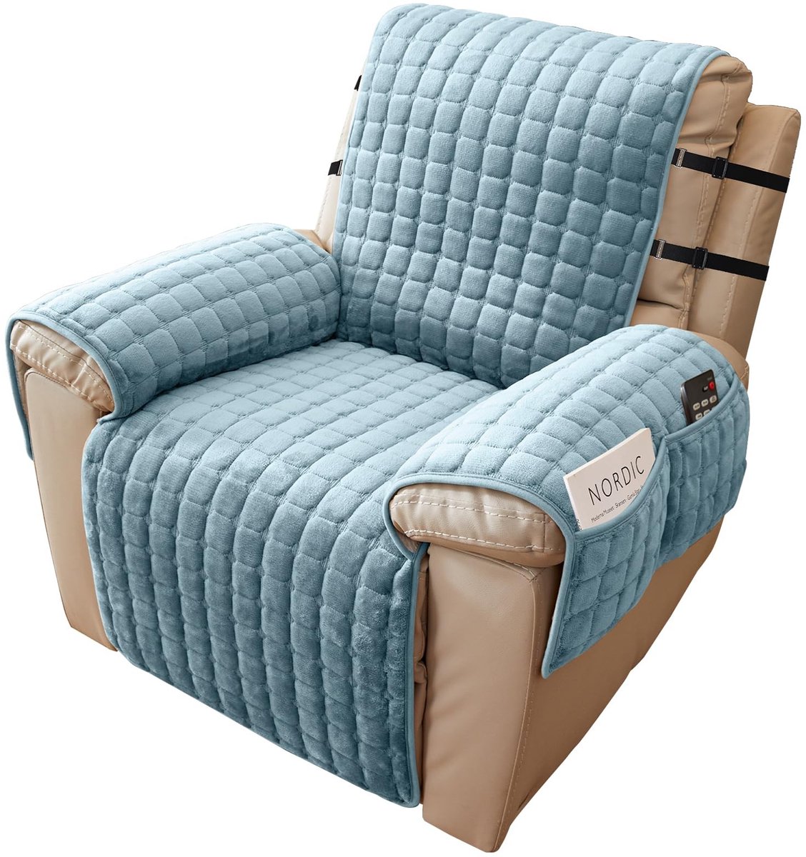 Livia home - Fauteuilbeschermer - Antislip en Krasbestendig - Bescherming voor Relaxstoel - Blauw - Met 4 Zakjes en Verstelbare Riemen - Voor Binnenge