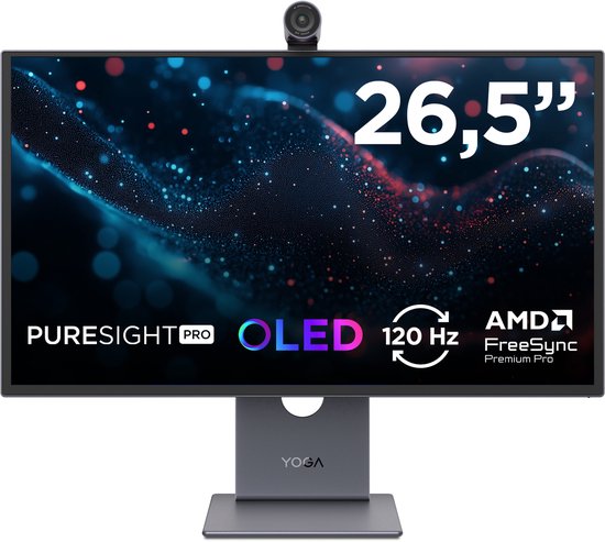 Lenovo Yoga Pro 27UD-10 26,5″ 4K Ultra HD QD-OLED Monitor 3840×2160 120Hz 0,03ms VESA USB-hub zwart