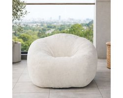 HomeMiYN Rondvormige Zitzak Sofa – Beige – Zachte Techstof – 180 kg Capaciteit – Comfortabel & Stijlvol – Ideaal voor Woonkamer, Slaapkamer & Thuiswerkplek