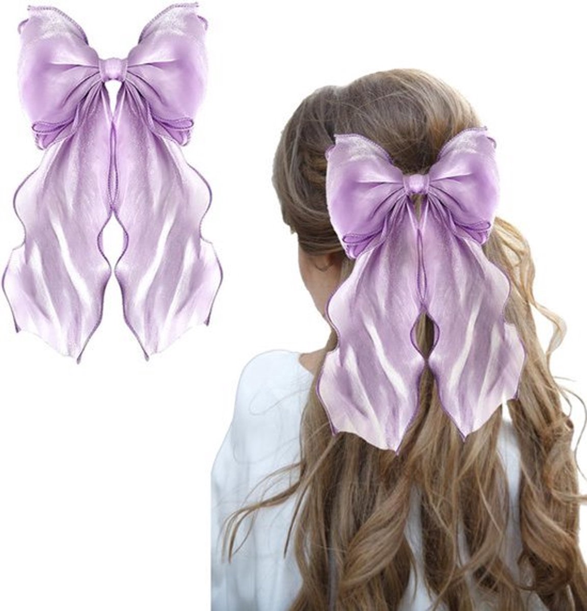 Haarstrikken - Grote Haarstrikken Clips voor Vrouwen en Meisjes (Paars)