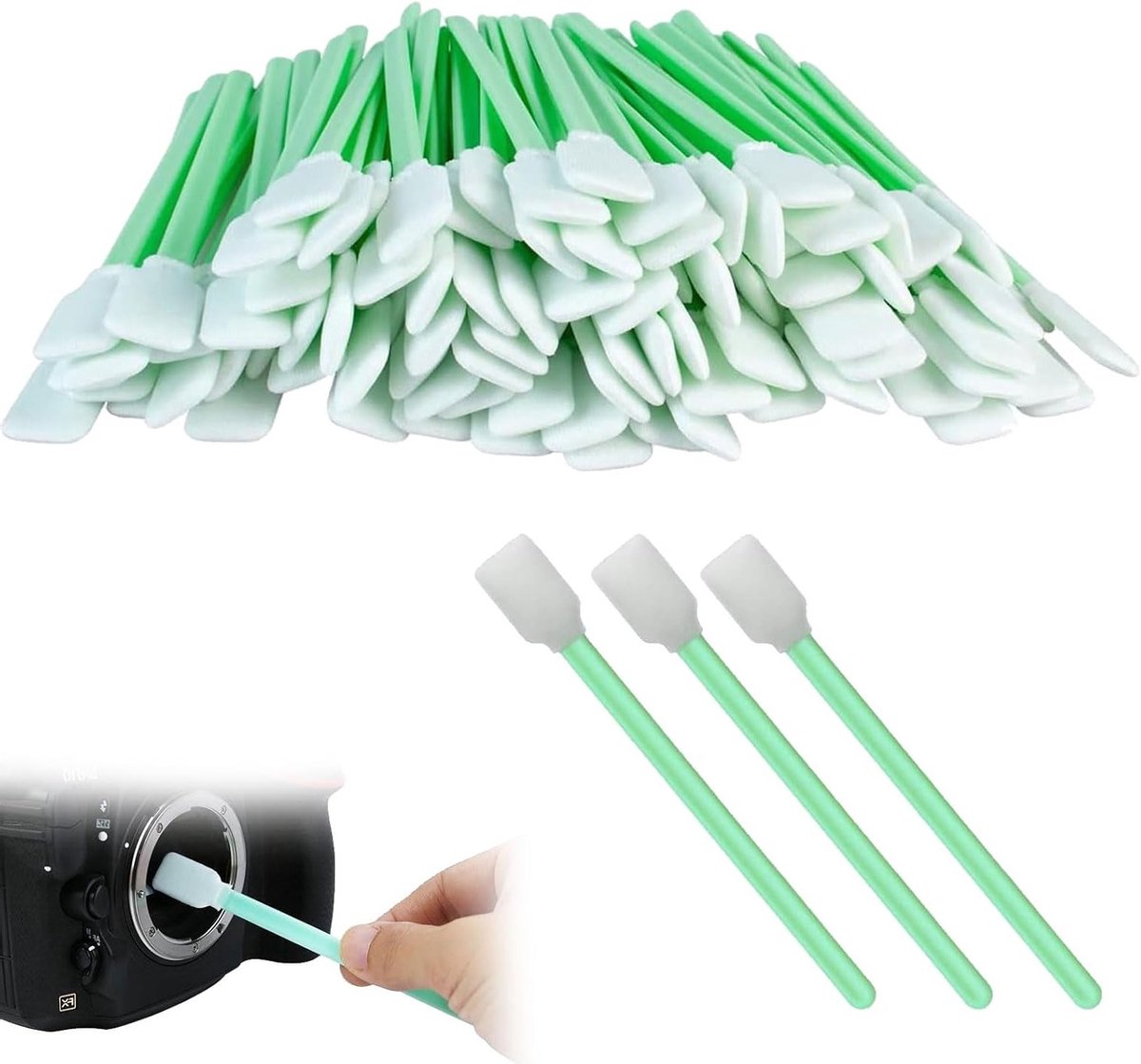 100 Stuks Lange Wattenstaafjes voor Schoonmaken, Steriele Puntige Swabs voor Inktjetcamera en Lensreiniging, Ideaal voor Nauwkeurige Reiniging