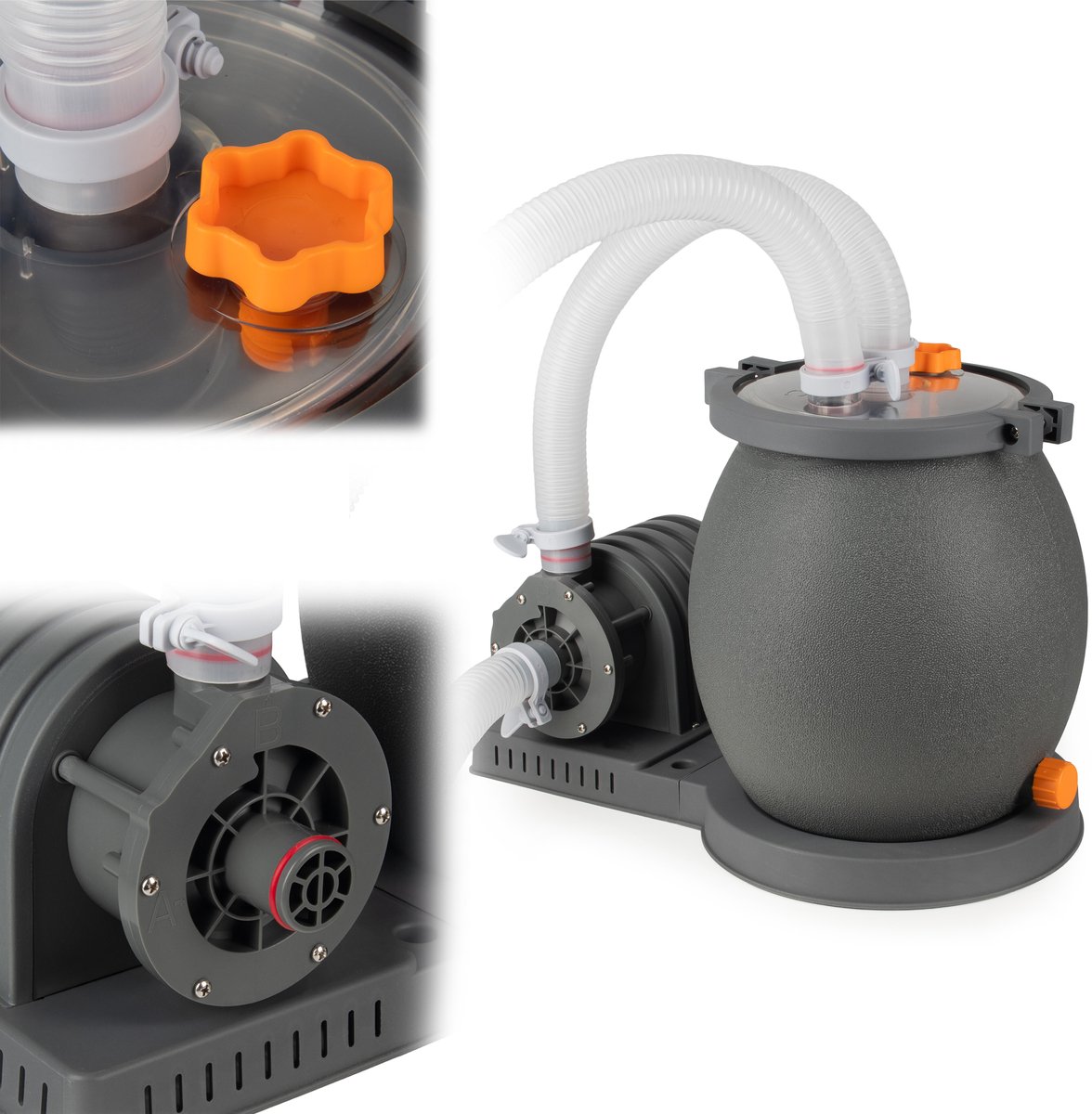 COIL Zandfilterpomp 4542 L/u voor Zwembad – 100W Pool Filterpomp met 32 mm Aansluiting – Inclusief Slangen en Accessoires – foto 2