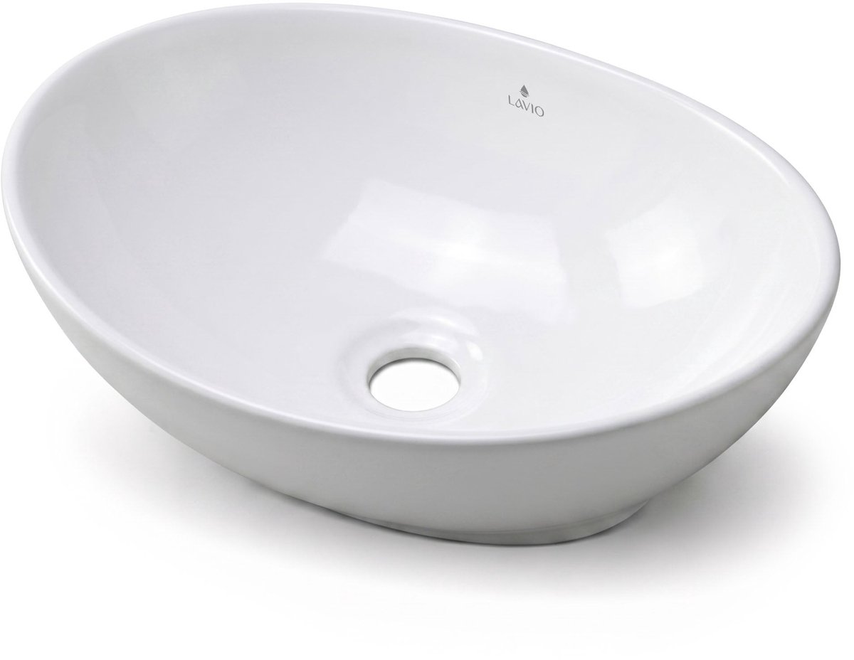 Ovale Wastafel OVALIS 41 cm / Keramische Opbouwwastafel / Glans Wit