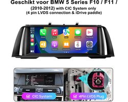 Linux Draadloos Carplay CarPlay & Android Auto Retrofit Geschikt voor BMW 5 Series F10 / F11 / (2010-2012) met CIC-systeem - 10.25 Inch Touchscreen - Bluetooth - WiFi - Stuurwielbediening - USB - RDS