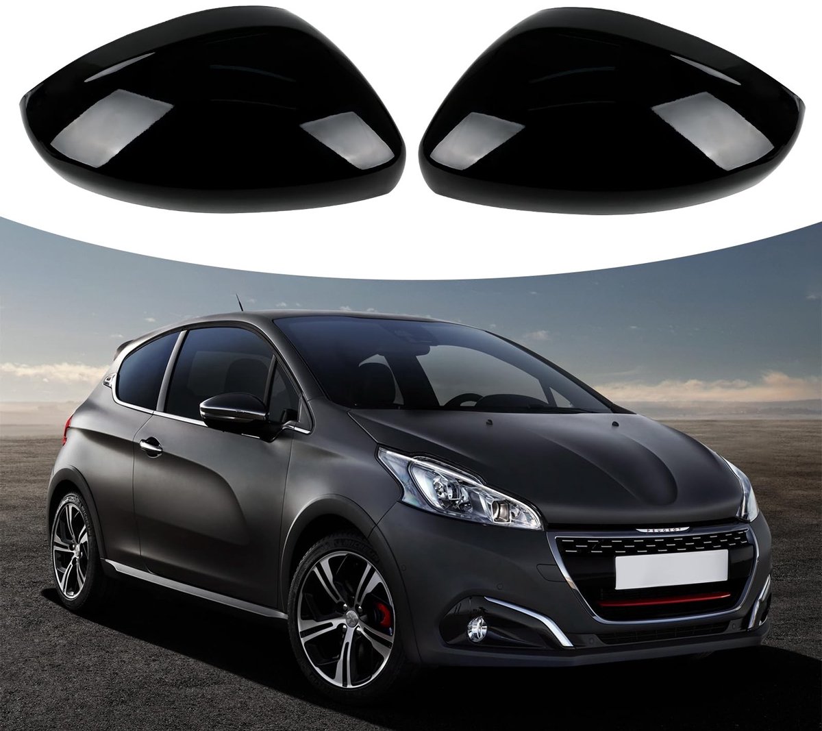 Dailygoods - Car Mirror Covers - Peugeot 208 - Stijlvolle bescherming - Zwart - Achteruitkijkspiegel kap - Perfecte pasvorm - 2012-2019