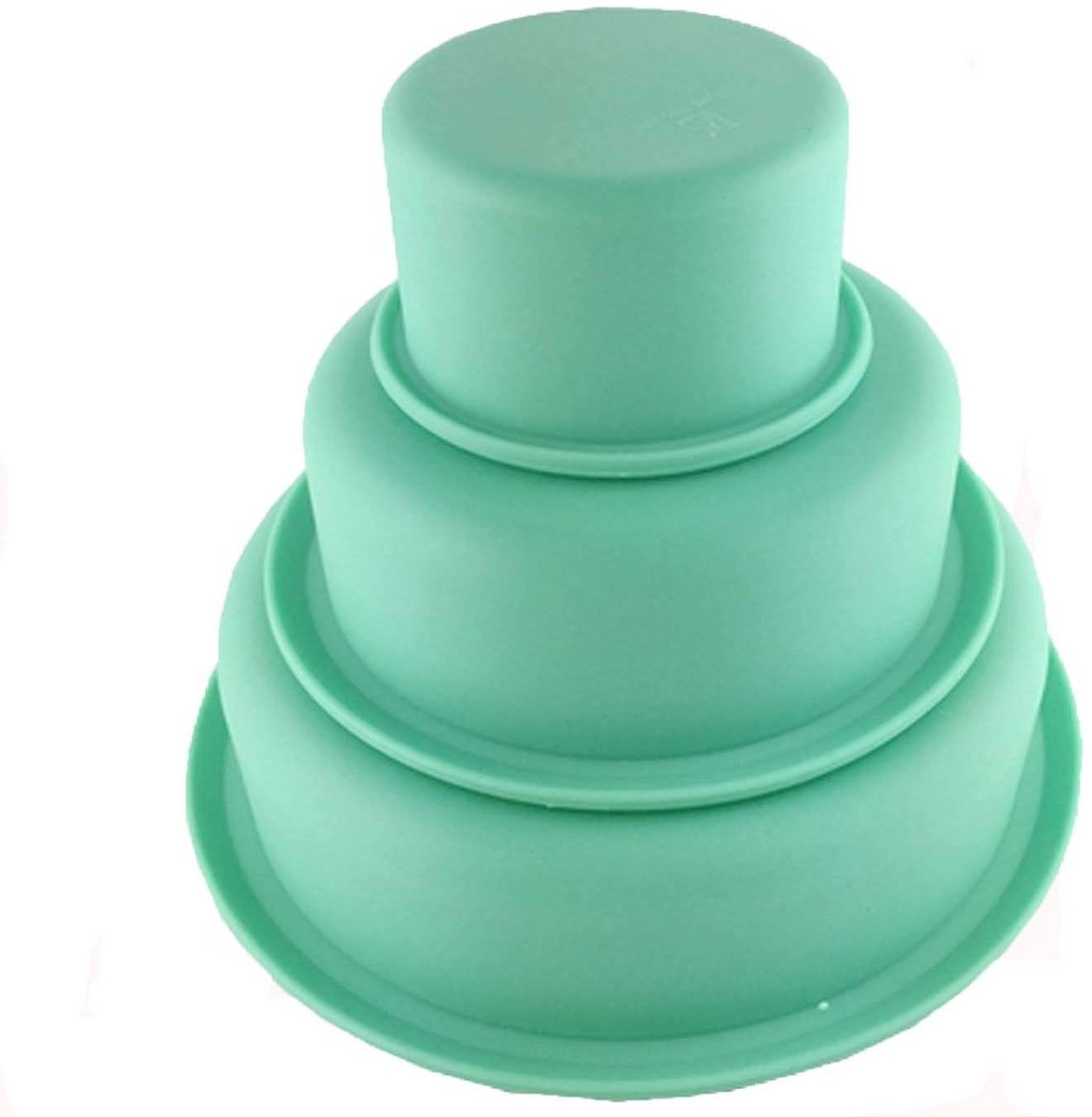 Dailygoods - Set van 3 Siliconen Taartvormen - Ronde Cakevormen - Groen - Vaatwasserbestendig - Hittebestendig - 100% Voedselveilig