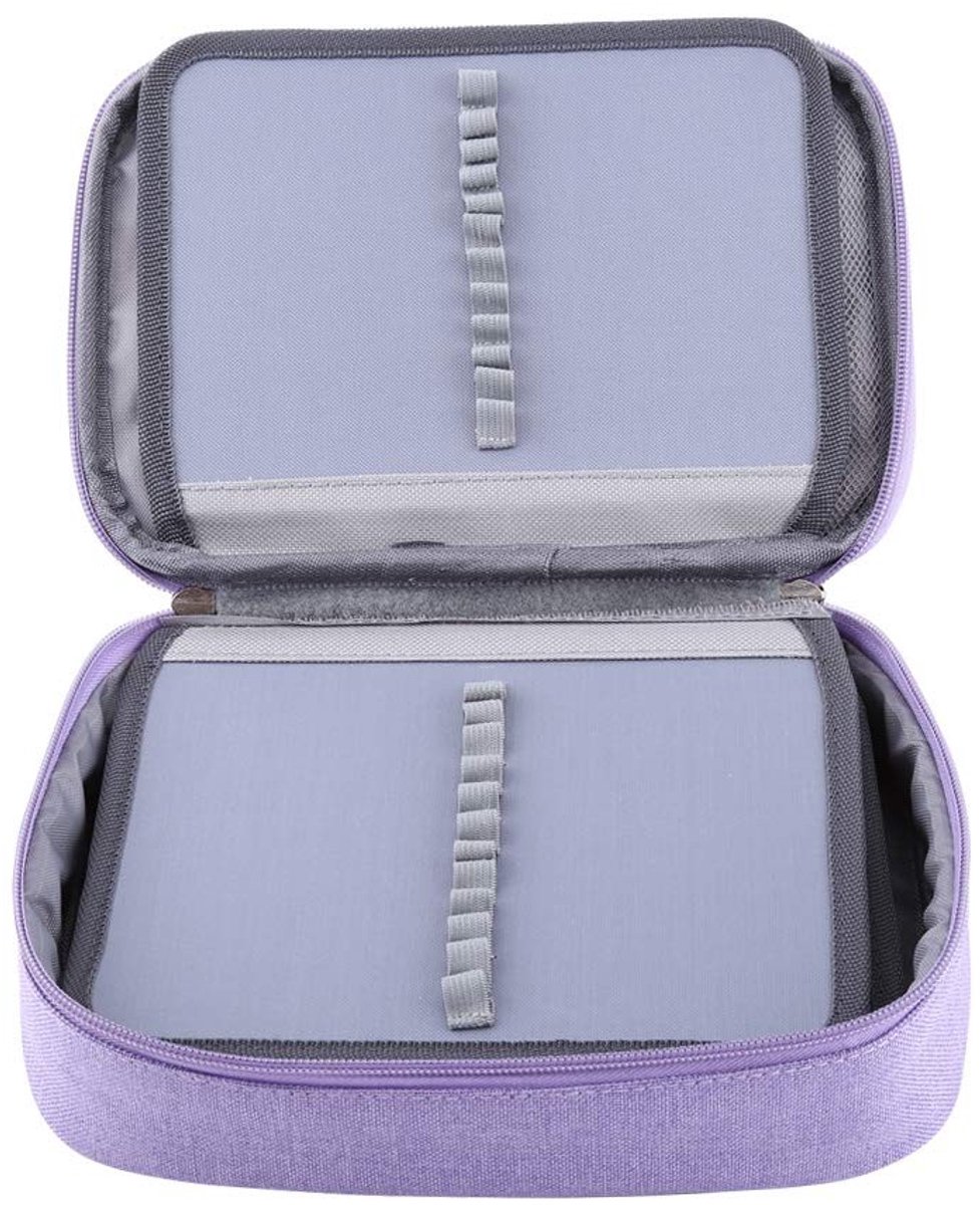 Dailygoods - Etui - Pennenzak met Grote Capaciteit - 72 Vakken - Paars - Duurzaam en Praktisch - Geschikt voor Kinderen en Studenten - Potloodorganize