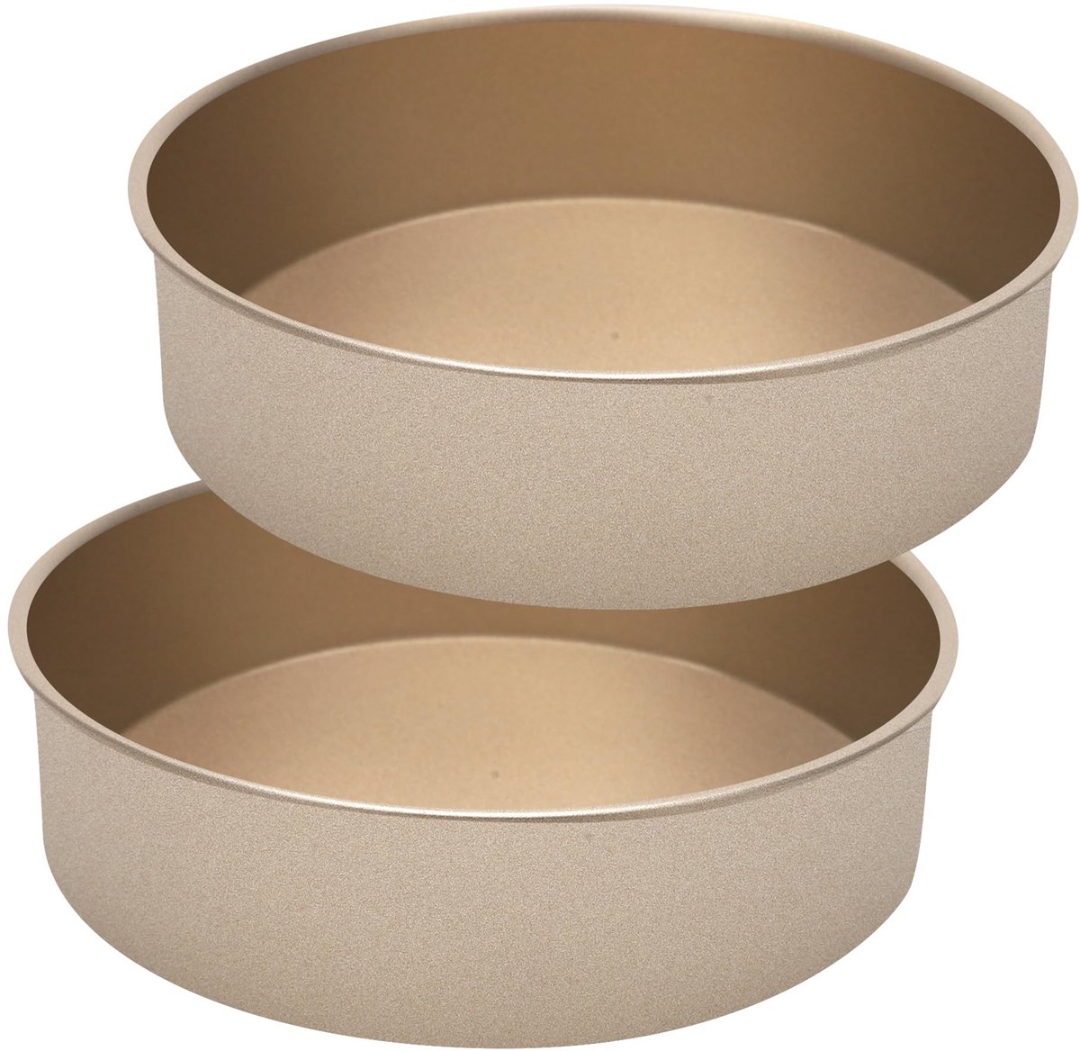 Dailygoods - Ronde Bakvorm - Set van 2 Bakvormen - Antiaanbaklaag - 24 cm - Cakevormen - Geschikt voor Taarten en Brownies - Gouden Kleur