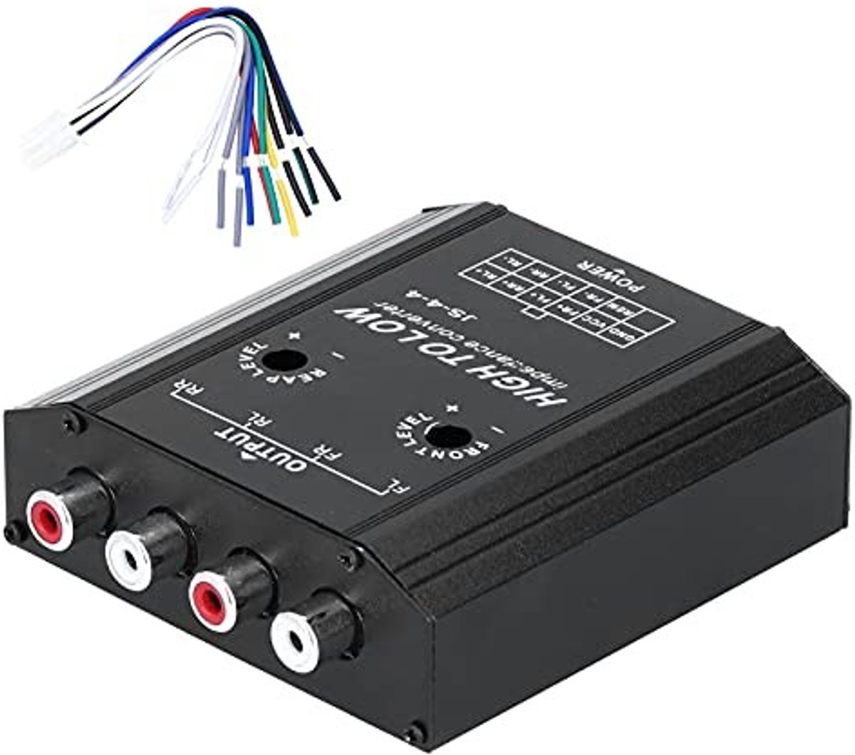 Elzusha - Hoog Naar Laag Audio-omzetter - 12V 4-kanaals Luidsprekerfrequentiefilter - Betrouwbaar en Compact - RCA-lijn - Ideaal voor Autoradio - E...
