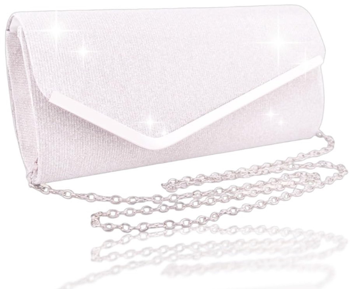 Dailygoods - Clutch voor dames - Zilveren ceremonie - Afneembare kettingtas - Feesttas - Perfect voor bruiloft - Zilver