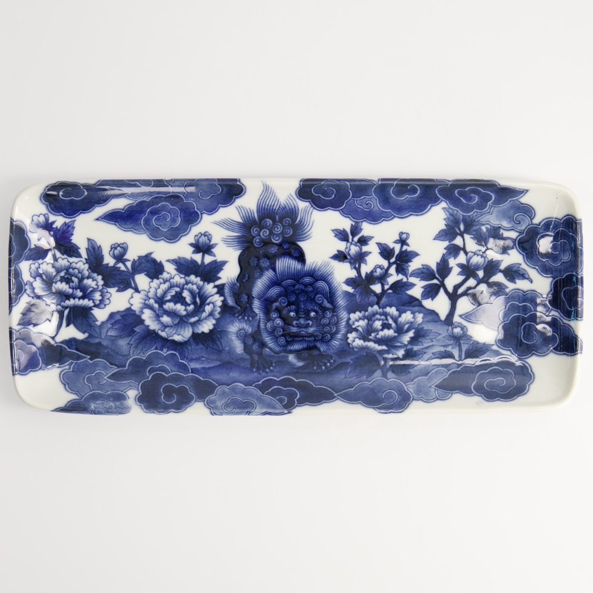 Tokyo Design Studio - Japonism Lion Bord - Blauw - 28,5 x 14 x 2,5 cm