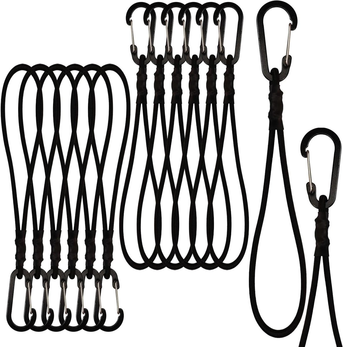 Elastische spanbanden - Spanners met haak - Voorwerpen vastzetten - Duurzaam latex materiaal - 10 stuks 25cm - Zwart