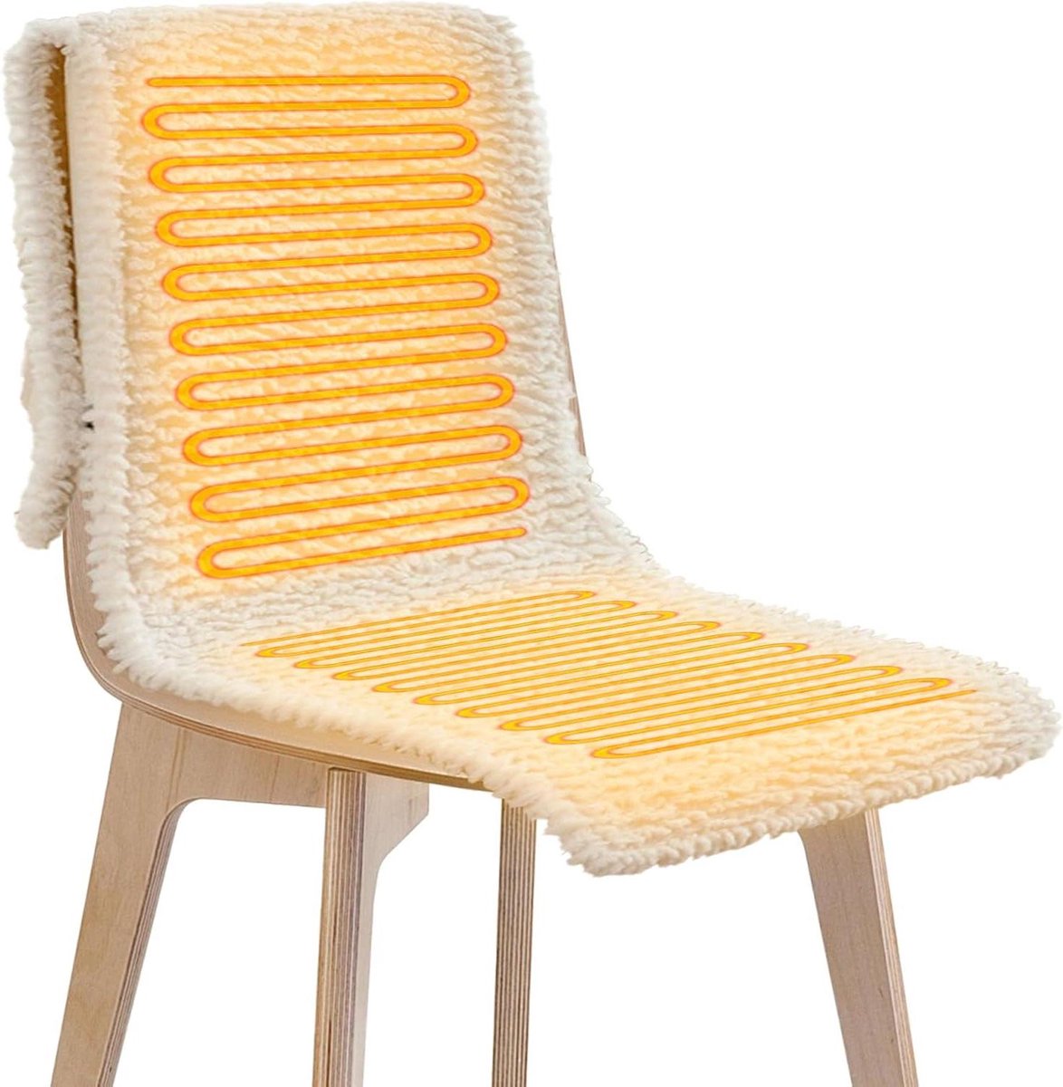 Verwarmd Zitkussen - Stoelverwarmer Kussen - Comfort Verhogend - Drie Temperatuurstanden - 135 x 48 cm - Beige