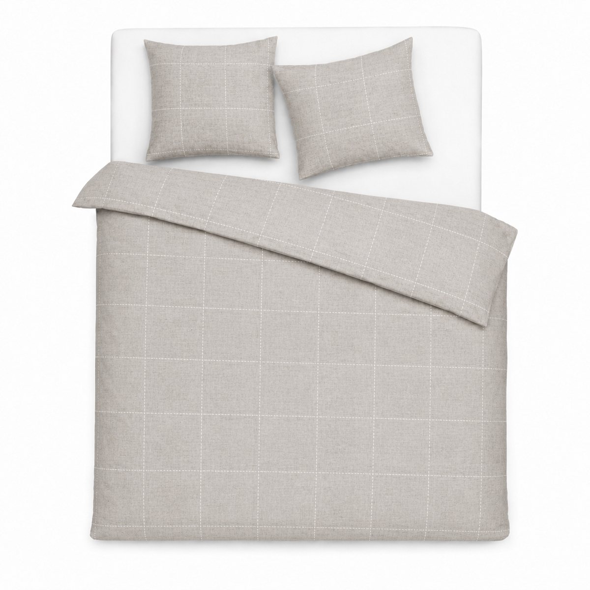 Mistral Home - Dekbedovertrek - 240x200/220 cm - 2 Persoons – Grijze Ruit – 100% Katoen – Inclusief Twee Kussenslopen 60x70 cm – Zacht Ademend Dekbedovertrek – Modern Geruit Beddengoed – Grijs Wit