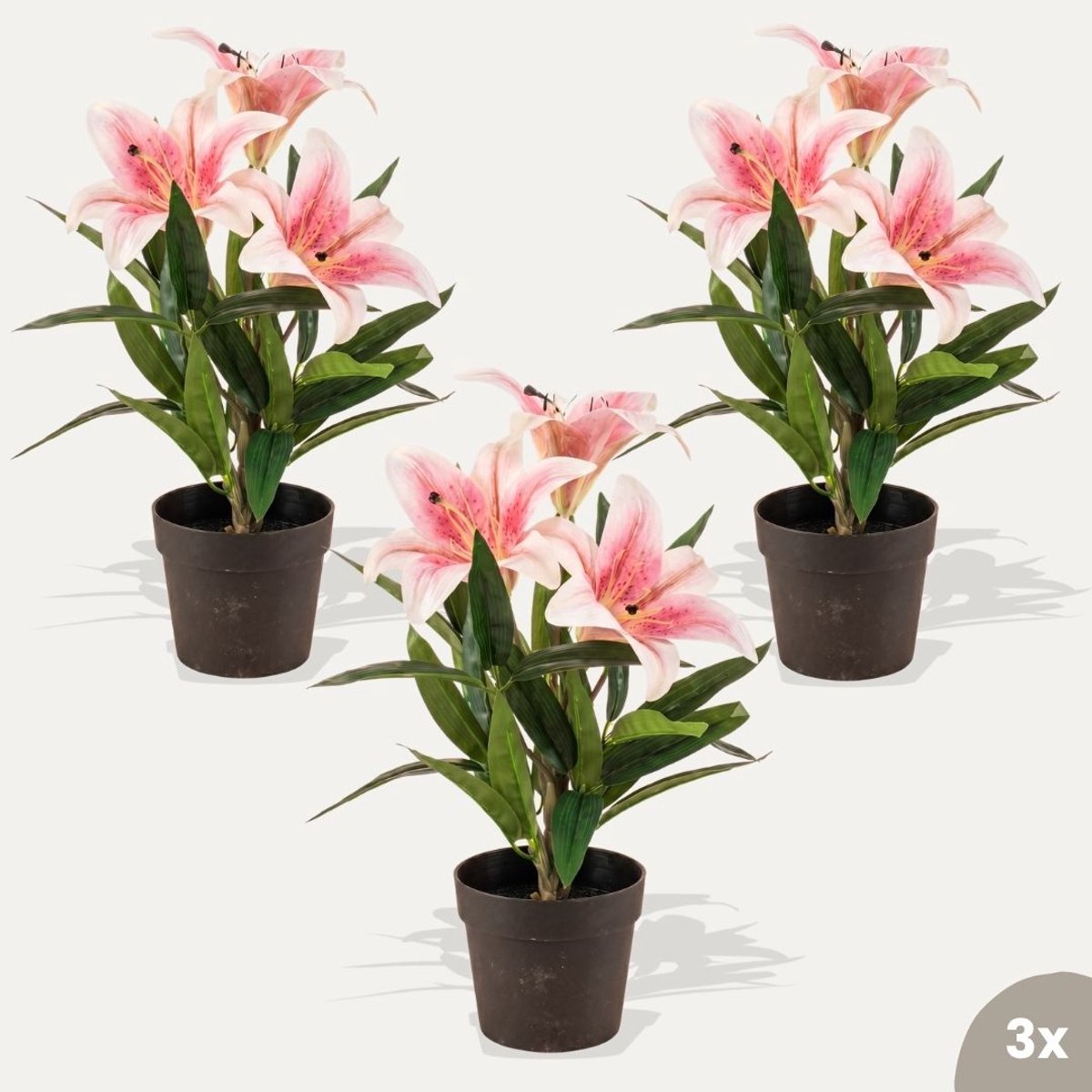 Lelie roze 3 stuks - Kunstplanten - Bundelset