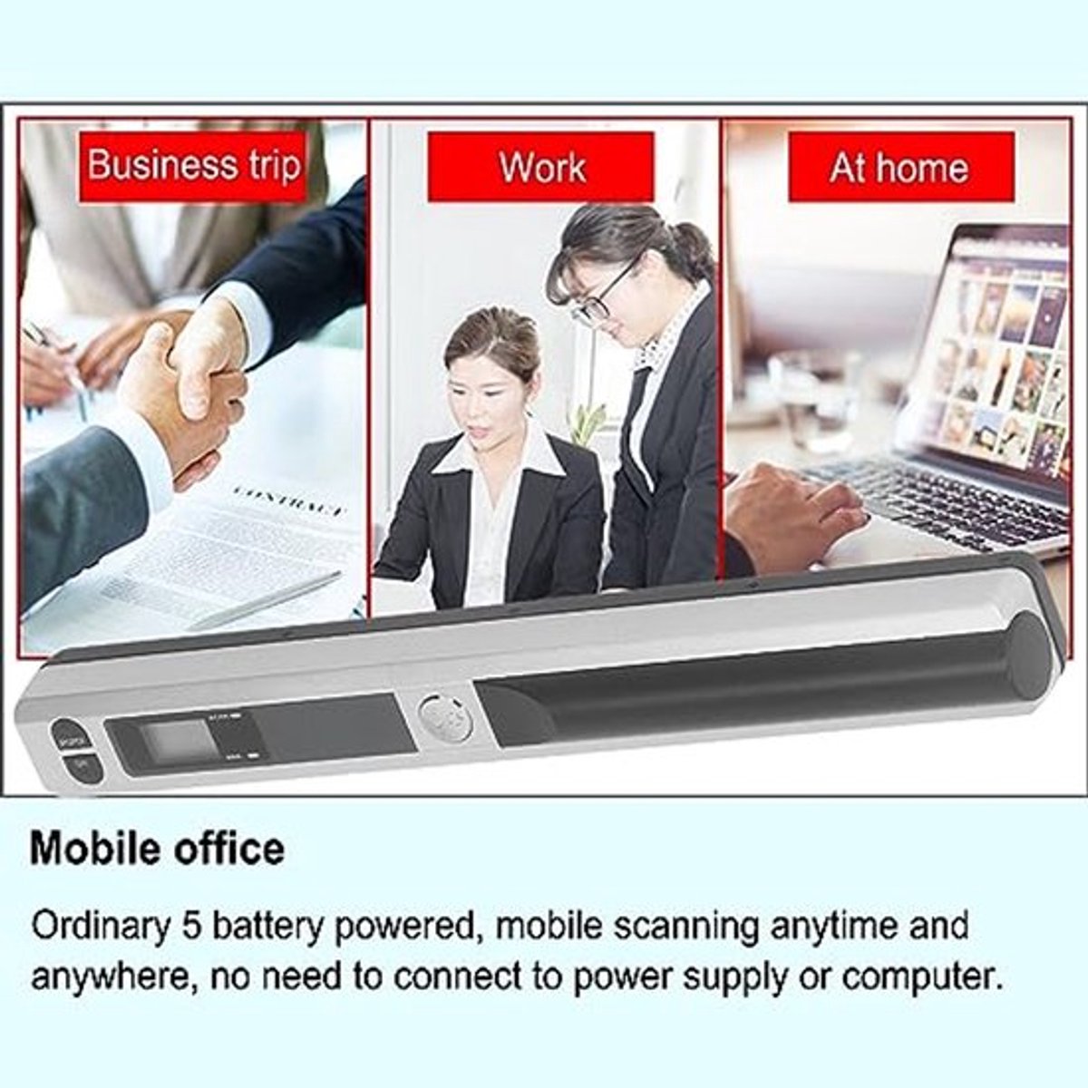 300DPI 600DPI 900DPI Draagbare Scanner, USB2.0 Draagbare Zakelijke Scanapparatuur, voor Foto A4-document Afbeelding Ontvangstbewijzen Boeken JPG PDF-formaat (Zilver) thumbnail 2