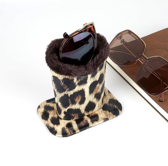 Golden crown - Set van 2 Extra Grote Zonnebrilhouders - Pluche Gevoerde Stof - Bruin - Compatibel met Gucci en Burberry - Ideaal voor Modebewuste Klan van Merkloos — afbeelding 3