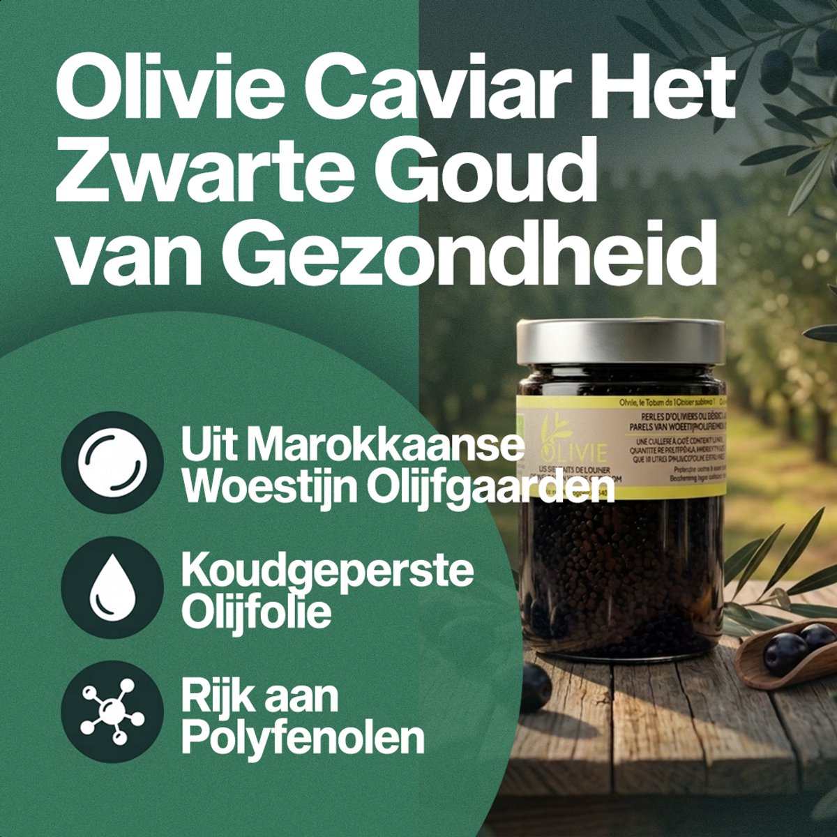 Olivie Pharma’s Olivie Perles d’Oliviers du Désert - Biologische Olive Oil Parels met Polyfenolen - Hydroxytyrosol - Draagt bij aan het behoud van een normaal cholesterolgehalte - 100% Natuurlijke Olive Oil