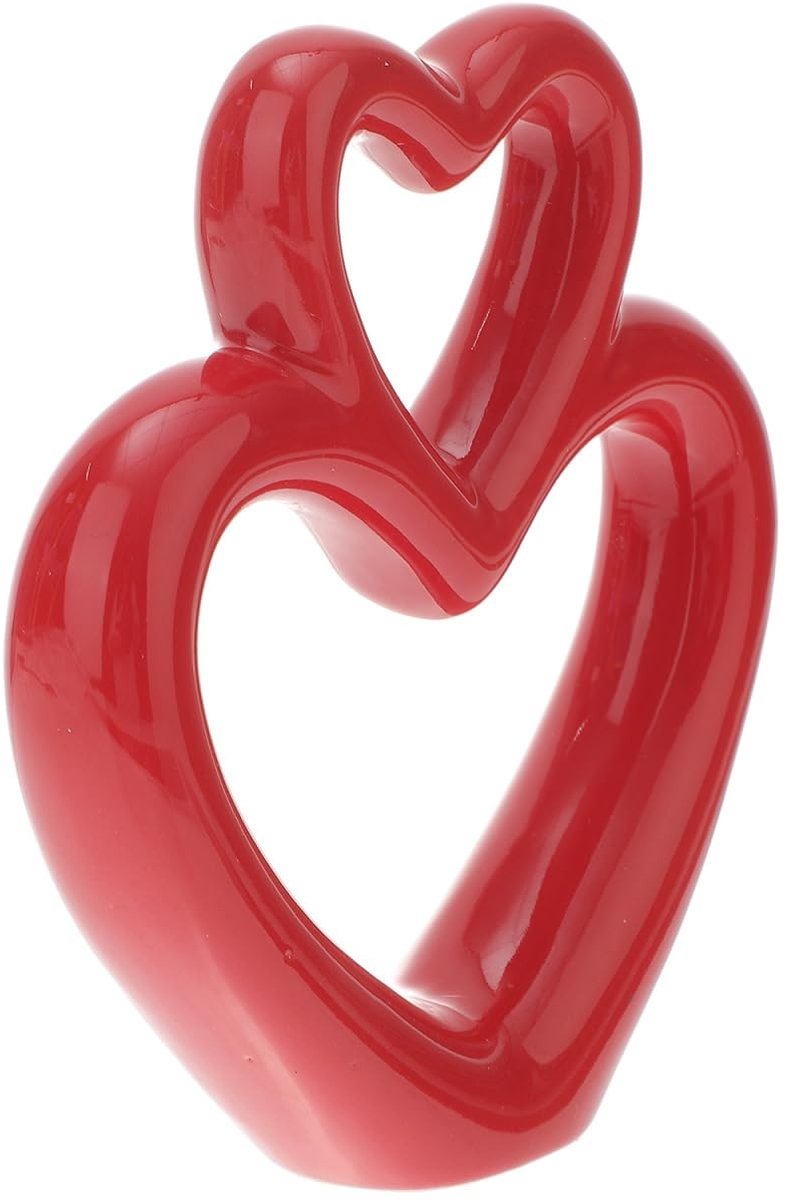 Dailygoods - Keramische Sculptuur - Romantisch Hart - Perfect voor Bruiloft Decoratie - Rood - Modern Kunst Figuur - Hart Standbeeld - Geschikt voor A