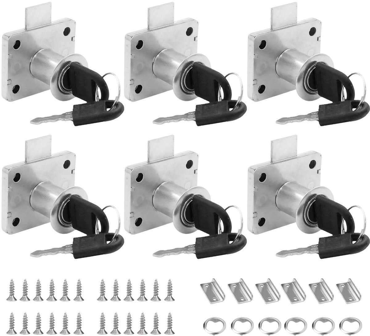 Dailygoods - Meubel slot - 22mm - Veilig en duurzaam - Kleur staal - Sleutels inbegrepen - Geschikt voor meubels en kantoor - 6 sets
