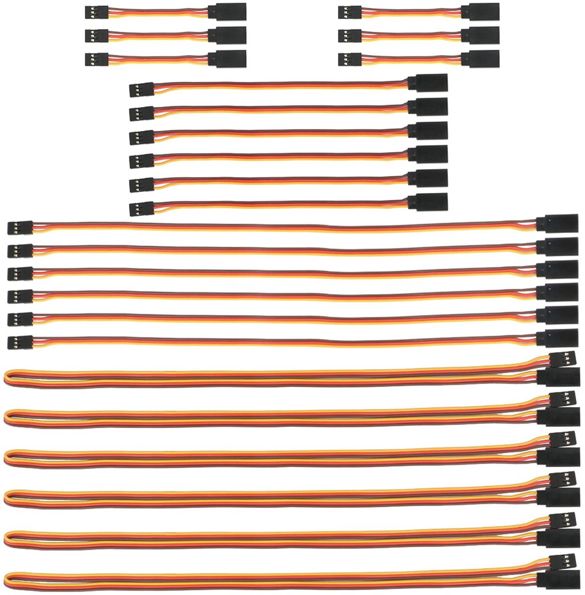 Dailygoods - Servokabel - 24 stuks Verlengkabel - Flexibel en duurzaam - 3-polig JR Plug - Geschikt voor RC voertuigen - 22AWG en 60 kernen