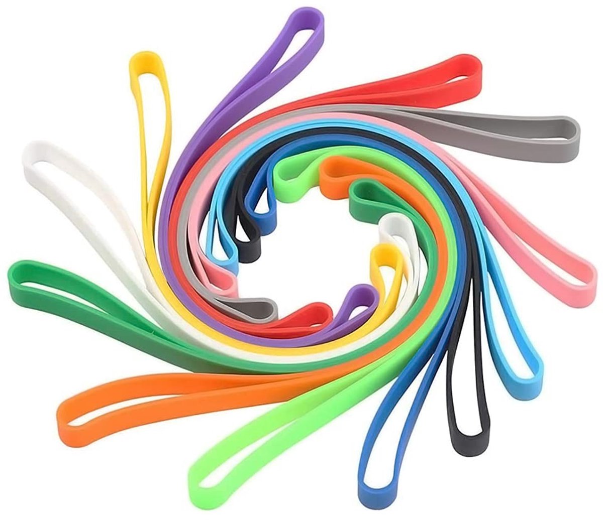 Dailygoods - Siliconen Elastiekjes - Kleurrijke Elastische Band - Ideaal voor Organisatie - 12 Stuks - Brede Rubber Ringen - Geschikt voor Kunst en Kn