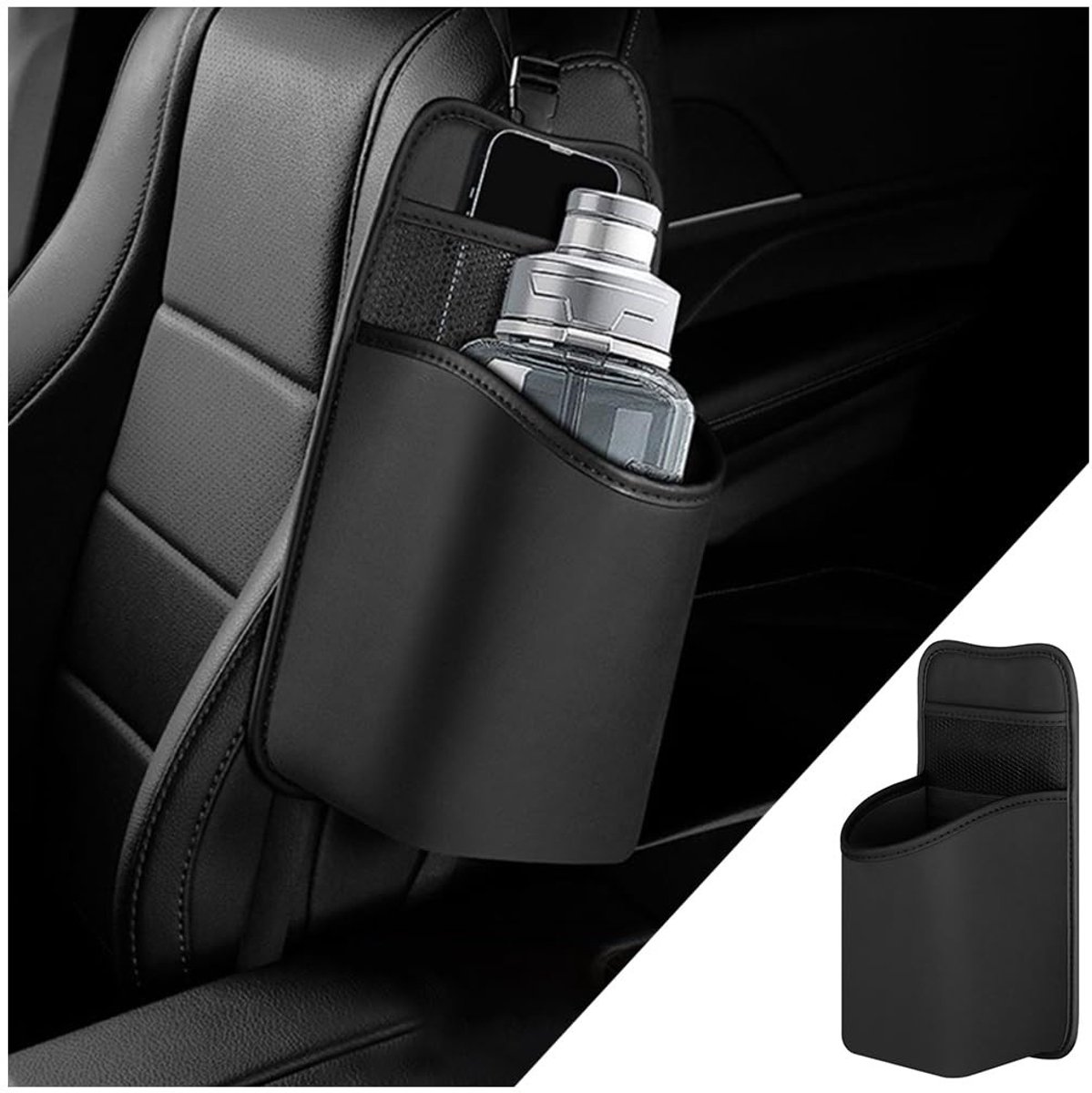Dailygoods - Zijorganizer voor autostoel - Multifunctionele hangtas - Suède zitting - Zwart - Universele interieuraccessoires - Perfect voor onderweg