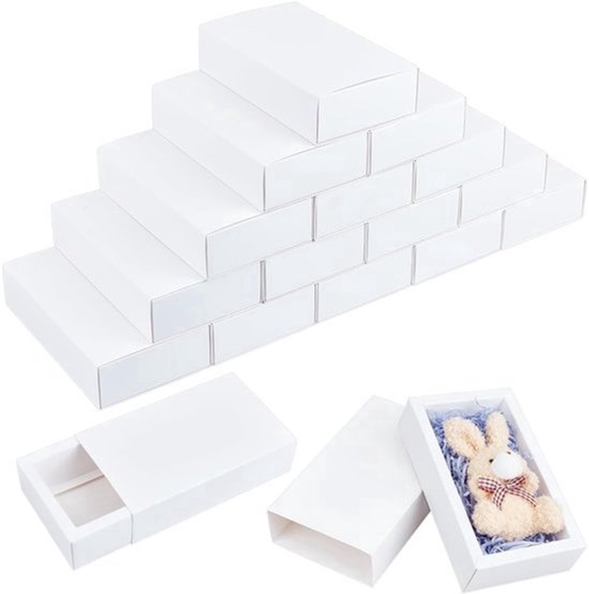 Kraft Papier Lade Dozen 40 Stuks - 17,2x10,3x4,5cm - Wit - Handgemaakt en Cosmetisch