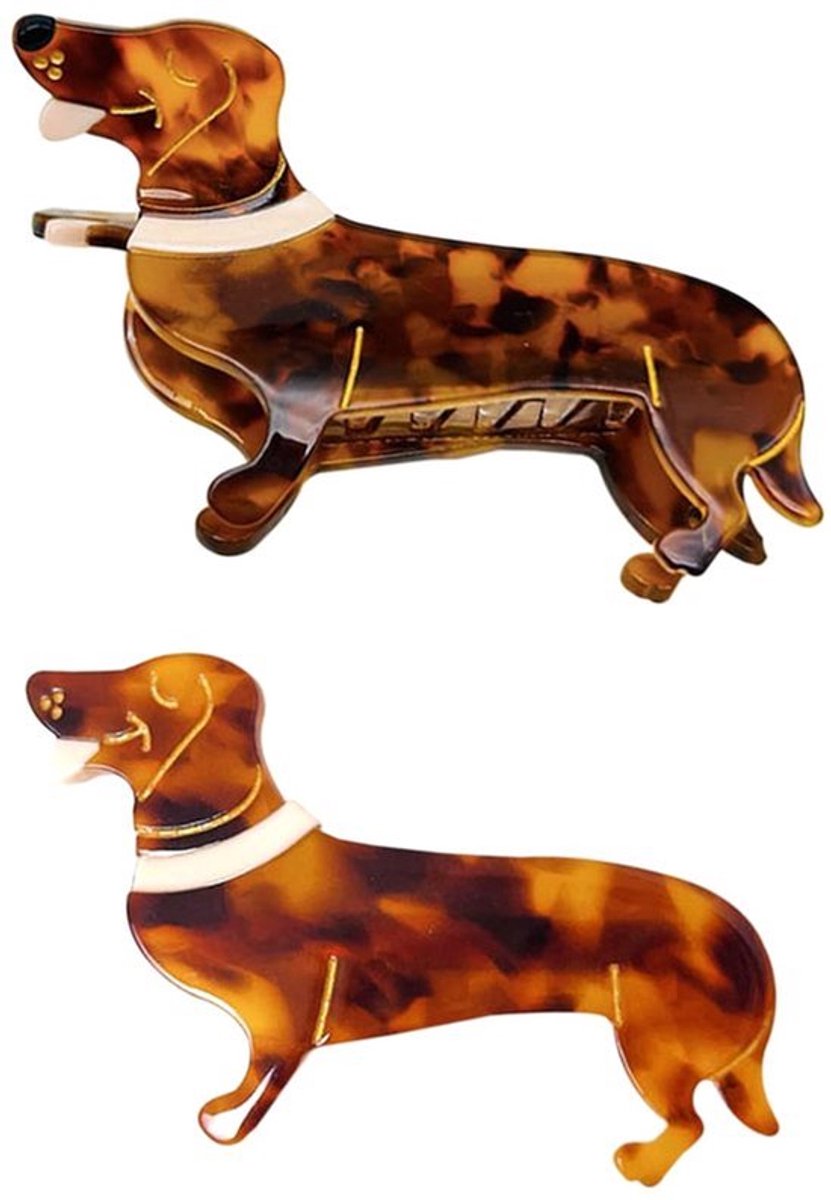 Dachshund Haarspeldjes - 2 Stuks, Bruin, Non-Slip