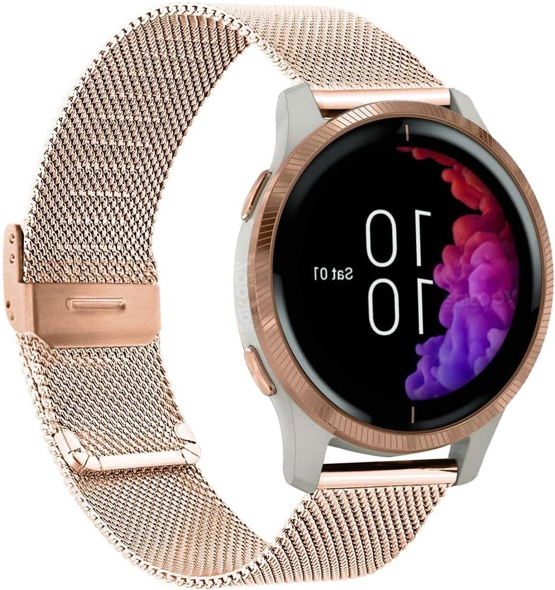 Stalen Mesh Horlogeband 20mm voor Garmin Venu 2 Plus, Venu Sq en Vivoactive 5, Snelle Bevestiging en Comfortabele Pasvorm