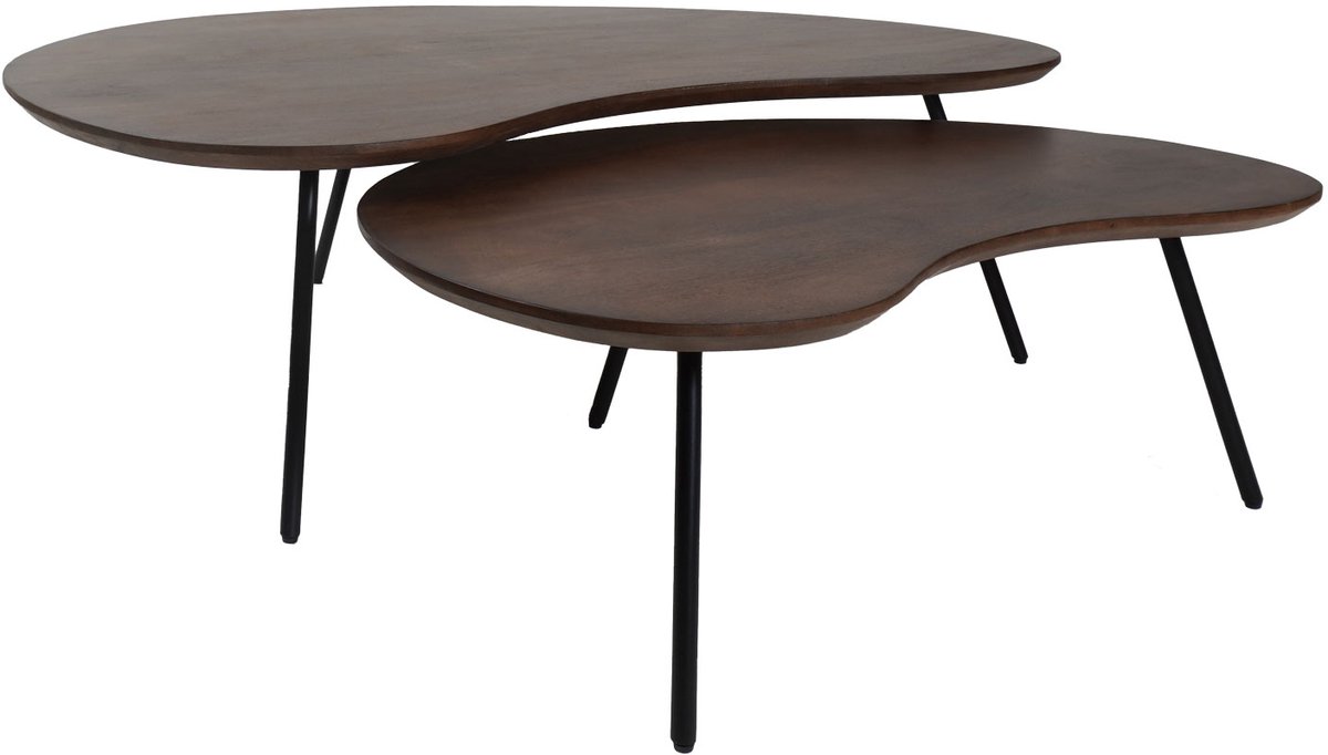 Home67 Salontafel Ludo Bruin - Organisch - Set van 2
