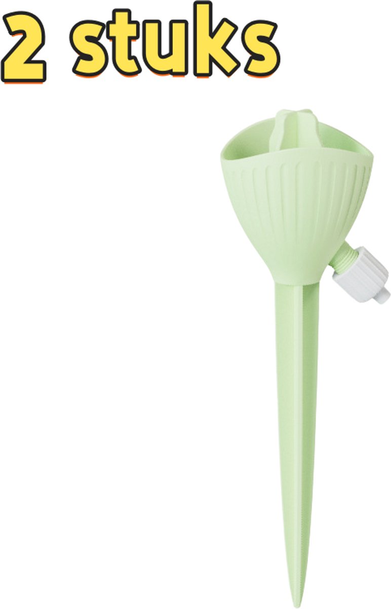 2-delige gieter - Zelfwaterende gieter voor potplanten - Watergeefset voor tuinbloemen - Geschikt voor in de tuin en op reis - 5,9*5,4*17,7 cm - Groen