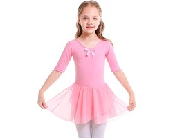 Balletjurk voor meisjes van katoen met tutu rok in roze, perfect voor danslessen en optredens