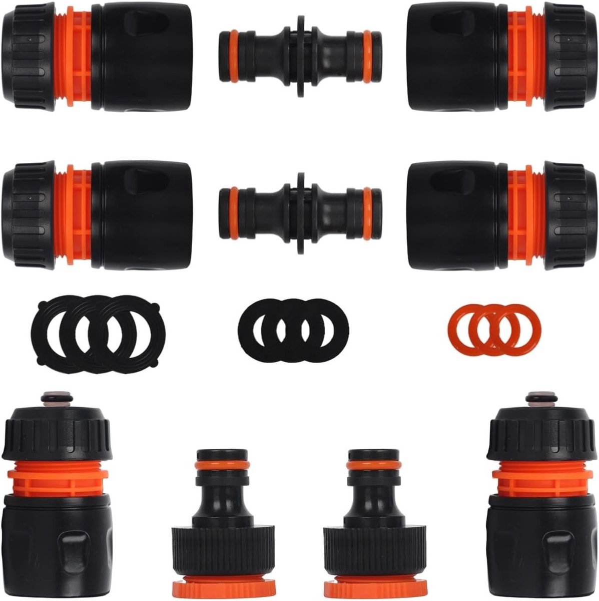 Hose Pipe Connector - Hose Faucet Connectors - Fittings Kit - 10 Pack Hose Pipe Adapter Fittings - 4*End Quick Connectors - 2*Waterstop Connector - 2*Double Male Hose Connectors - 2*2in1 Faucet