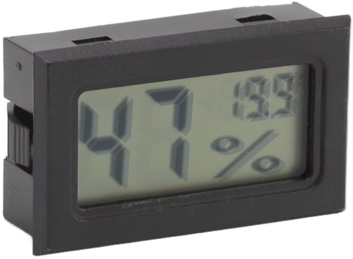Dailygoods - Cigar Box Thermometer - Digitale thermometer - Hoge nauwkeurigheid - Tafelblad - Hygrometer - Geschikt voor reptielentank - Compact forma