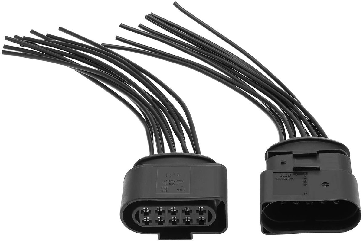 Dailygoods - Auto koplamp stekker - 10 Pin connector - 15cm kabel - Hoofdlicht reparatie - Geschikt voor Audi VW Skoda - Inclusief 2 stuks
