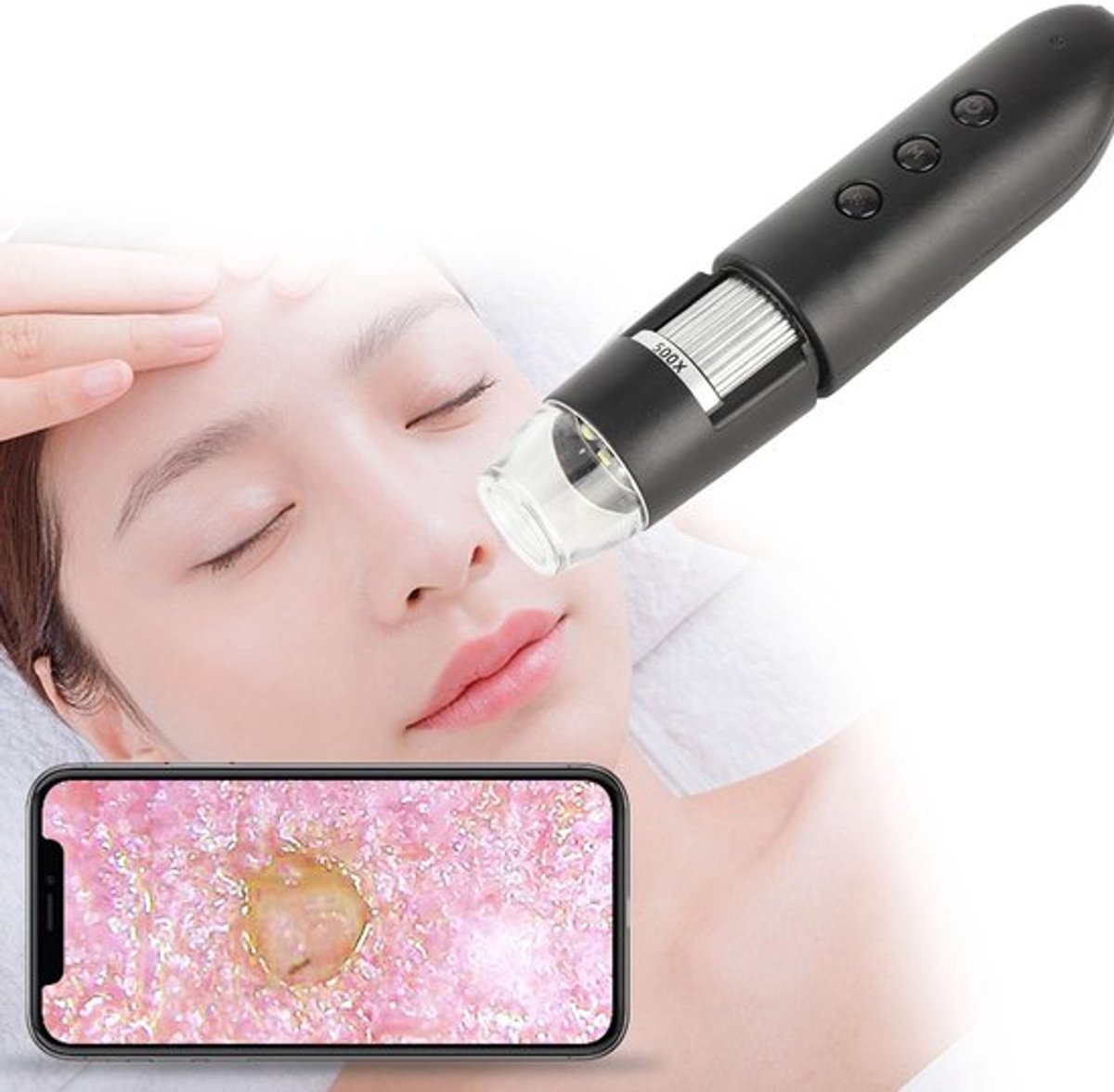 Huidhaardetector WIFI 500X Hoofdhuiddetector Huidhaardiagnose Analyse Hoge definitie elektronische microscoop Hoofdhuidfollikeldetector