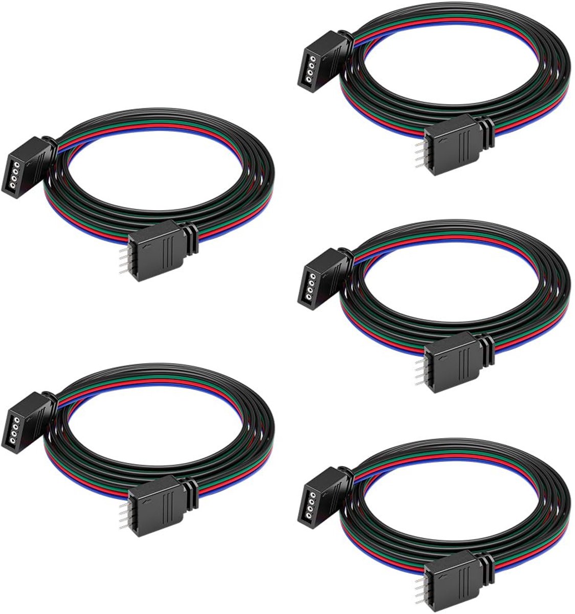 Dailygoods - 4PIN LED-stekker - Mannelijke aansluiting - 0,5 m kabel - Geschikt voor RGB LED-strips - Perfect voor laagspannings-L...